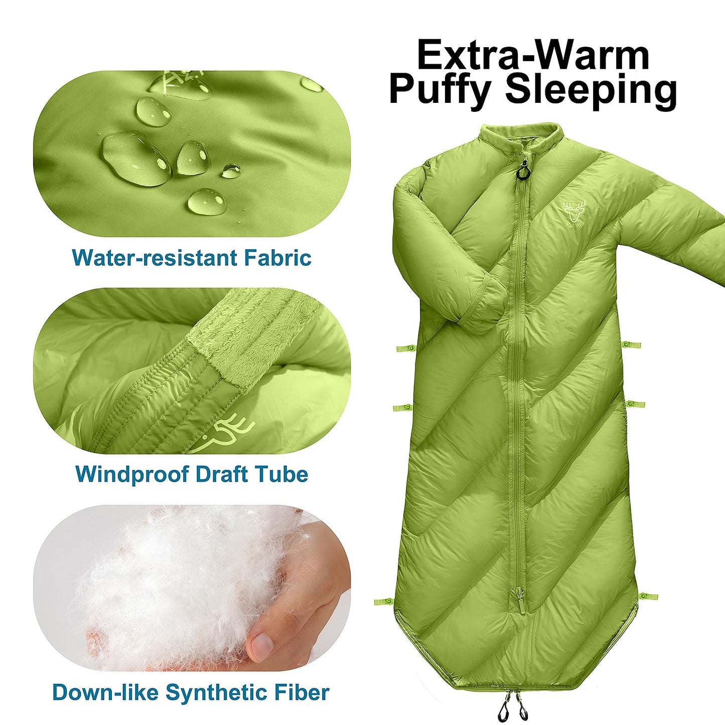 Walkable Puffy Toddler Sleeping Bags (2T-4T) - Garnish Green