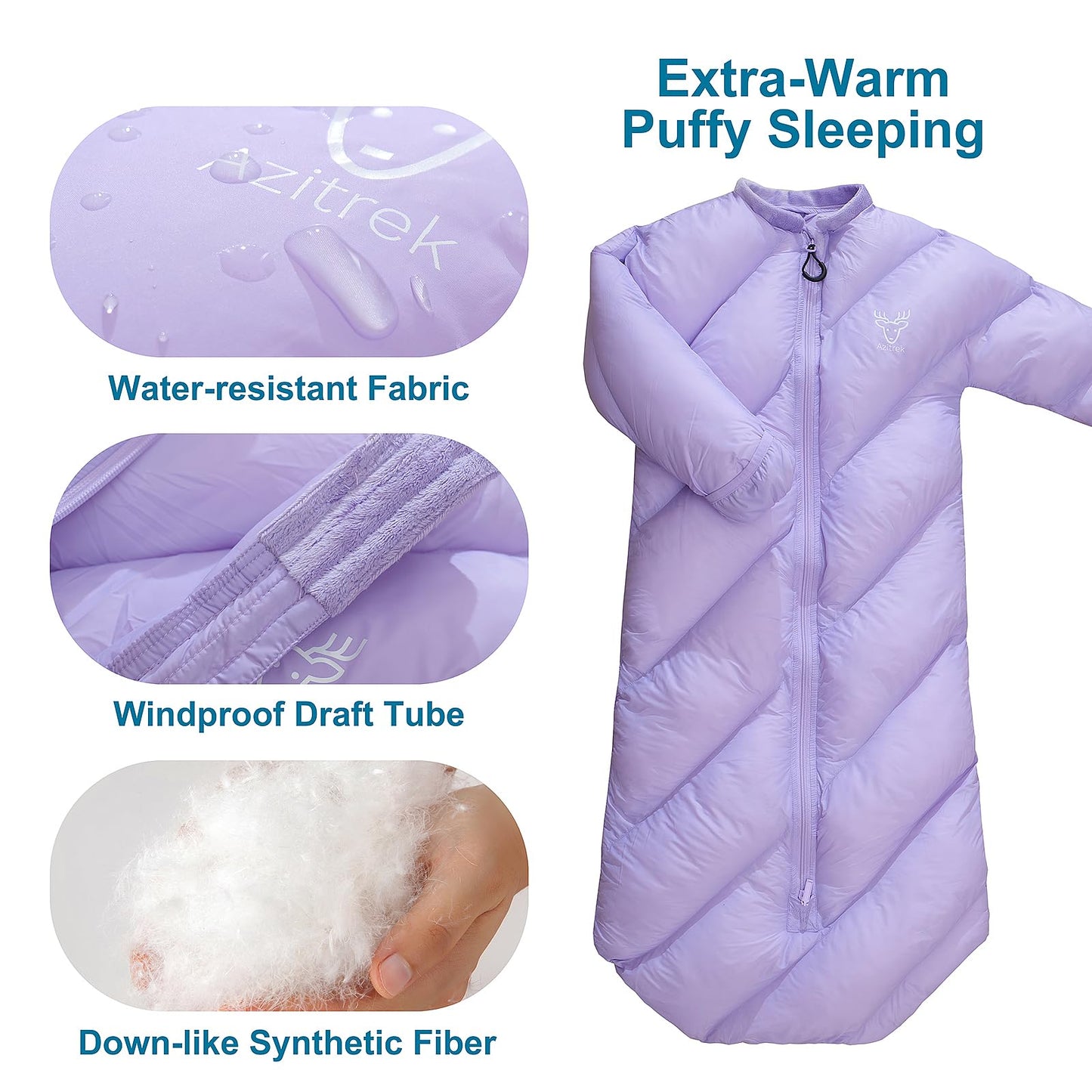 Puffy Toddler Sleeping Bags (2T-4T) - Lavender Purple