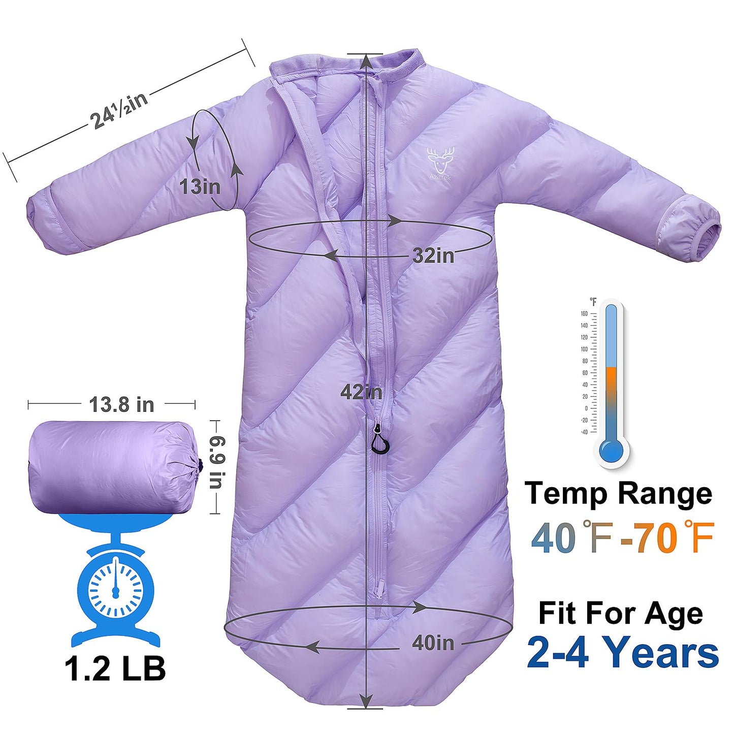 Puffy Toddler Sleeping Bags (2T-4T) - Lavender Purple