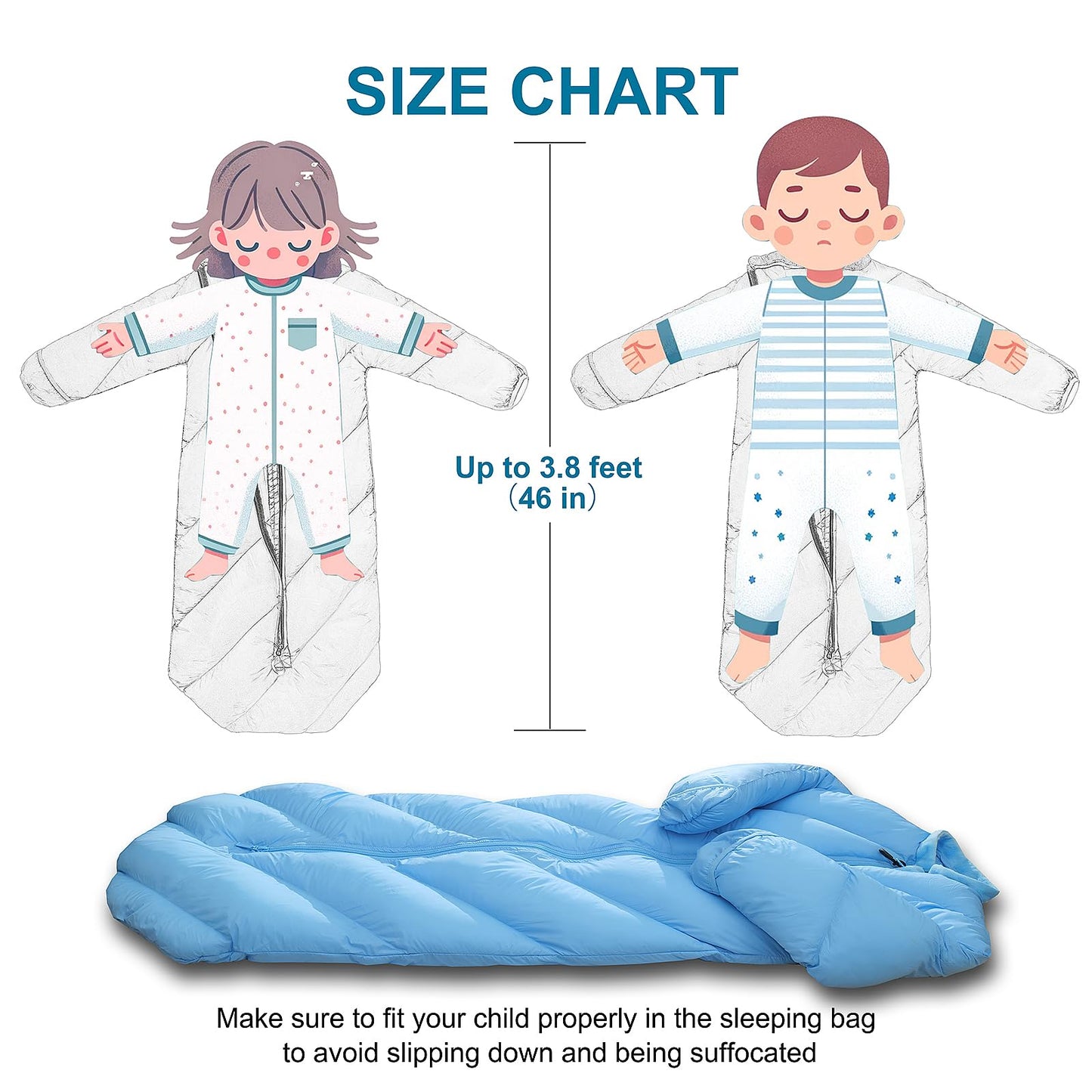 Puffy Toddler Sleeping Bags (2T-4T) - Santorini Blue