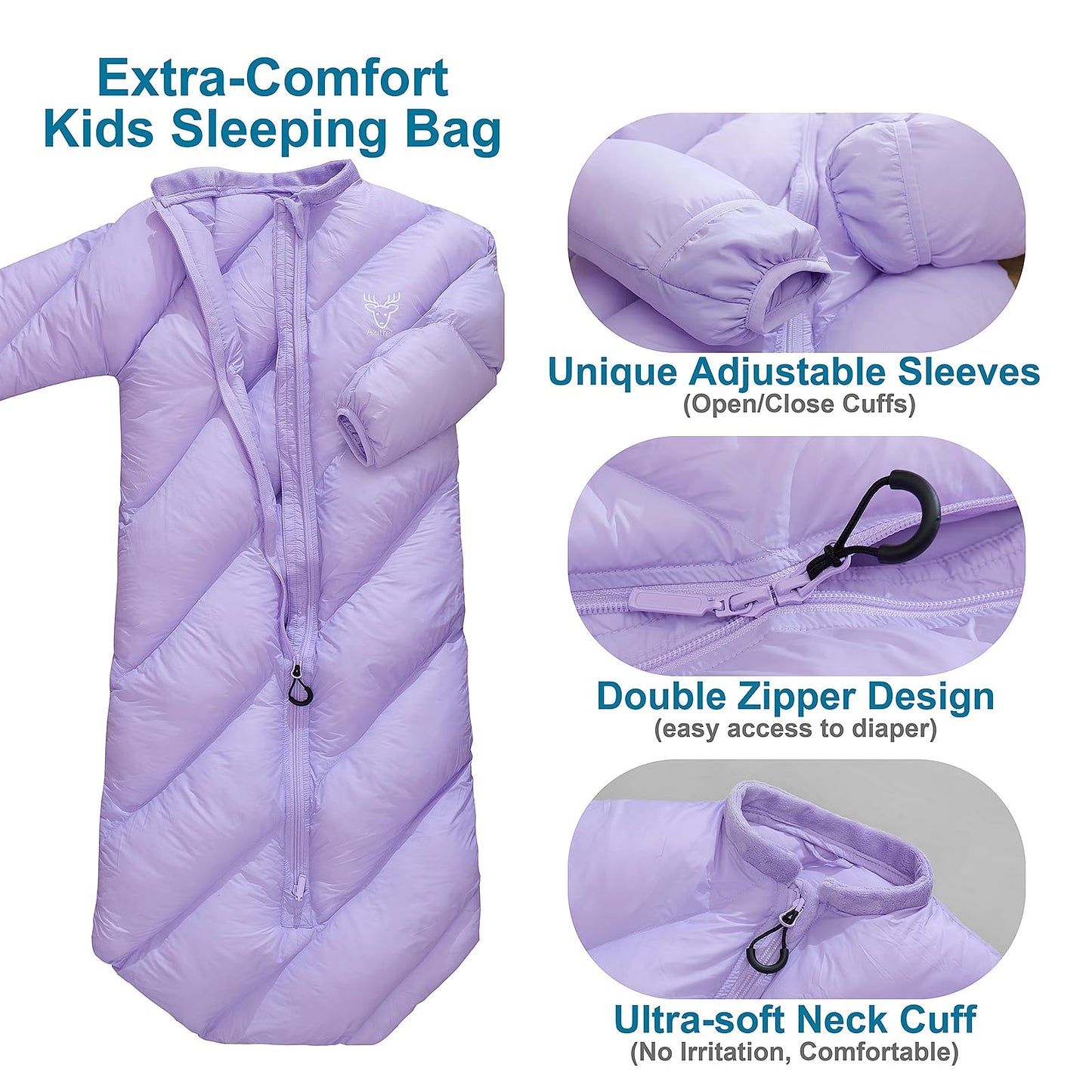 Puffy Toddler Sleeping Bags (2T-4T) - Lavender Purple
