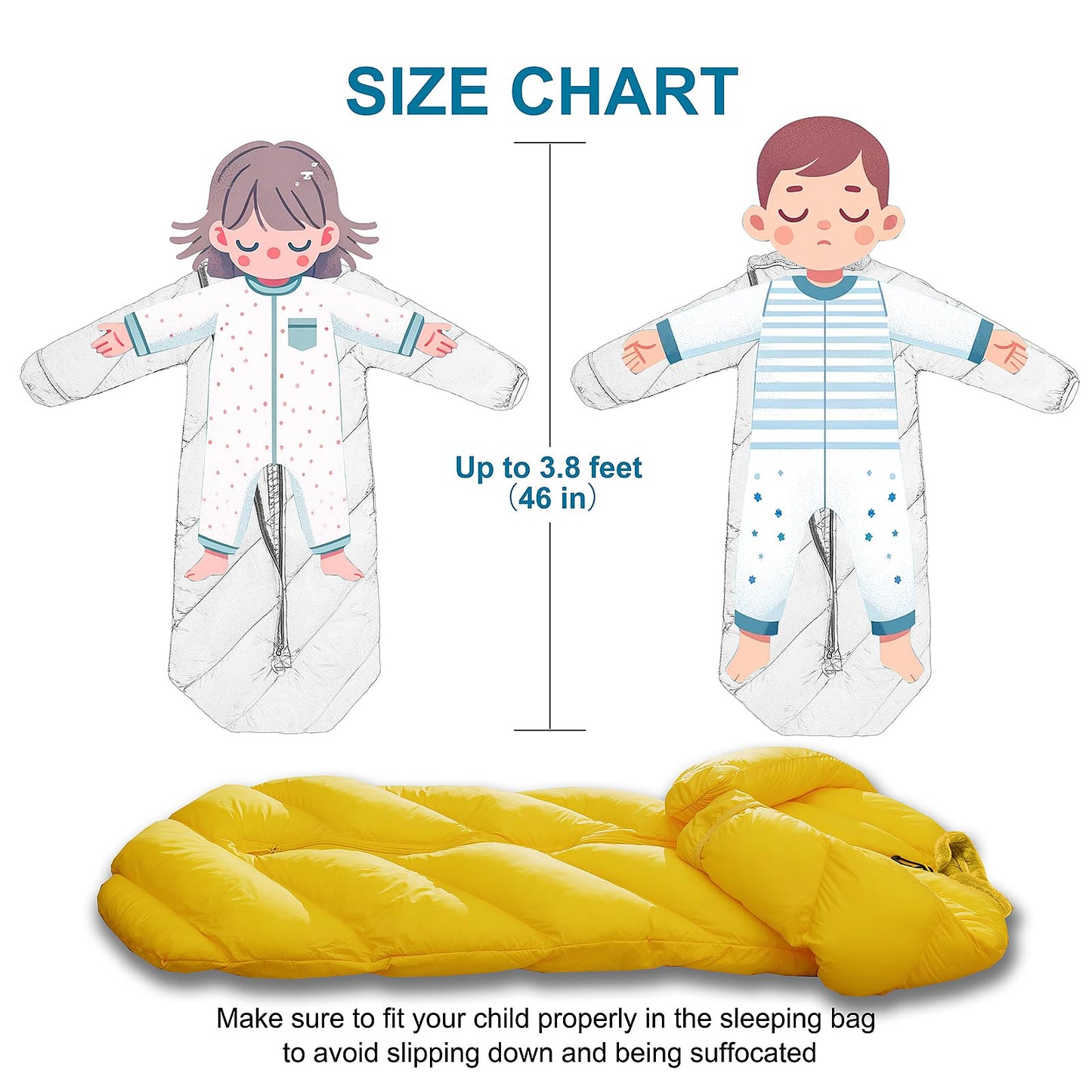 Puffy Toddler Sleeping Bags (2T-4T) - Autumn Yellow