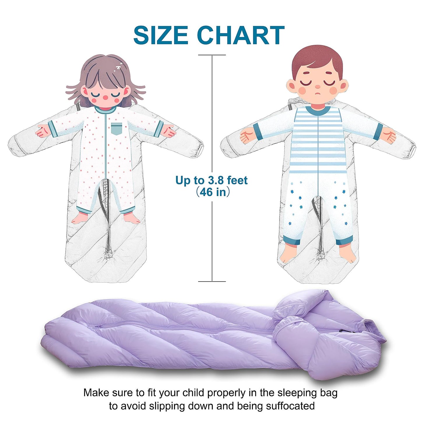 Puffy Toddler Sleeping Bags (2T-4T) - Lavender Purple
