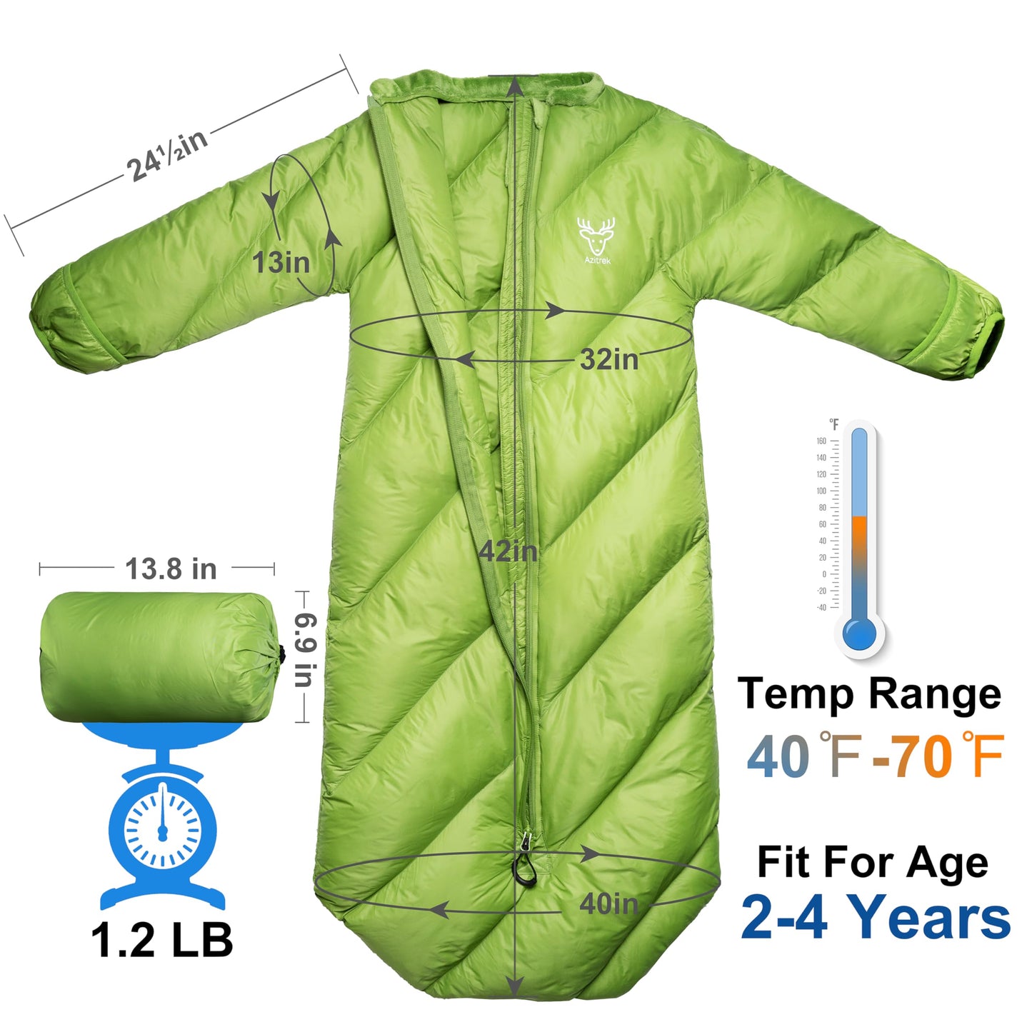 Puffy Toddler Sleeping Bags (2T-4T) - Garnish Green