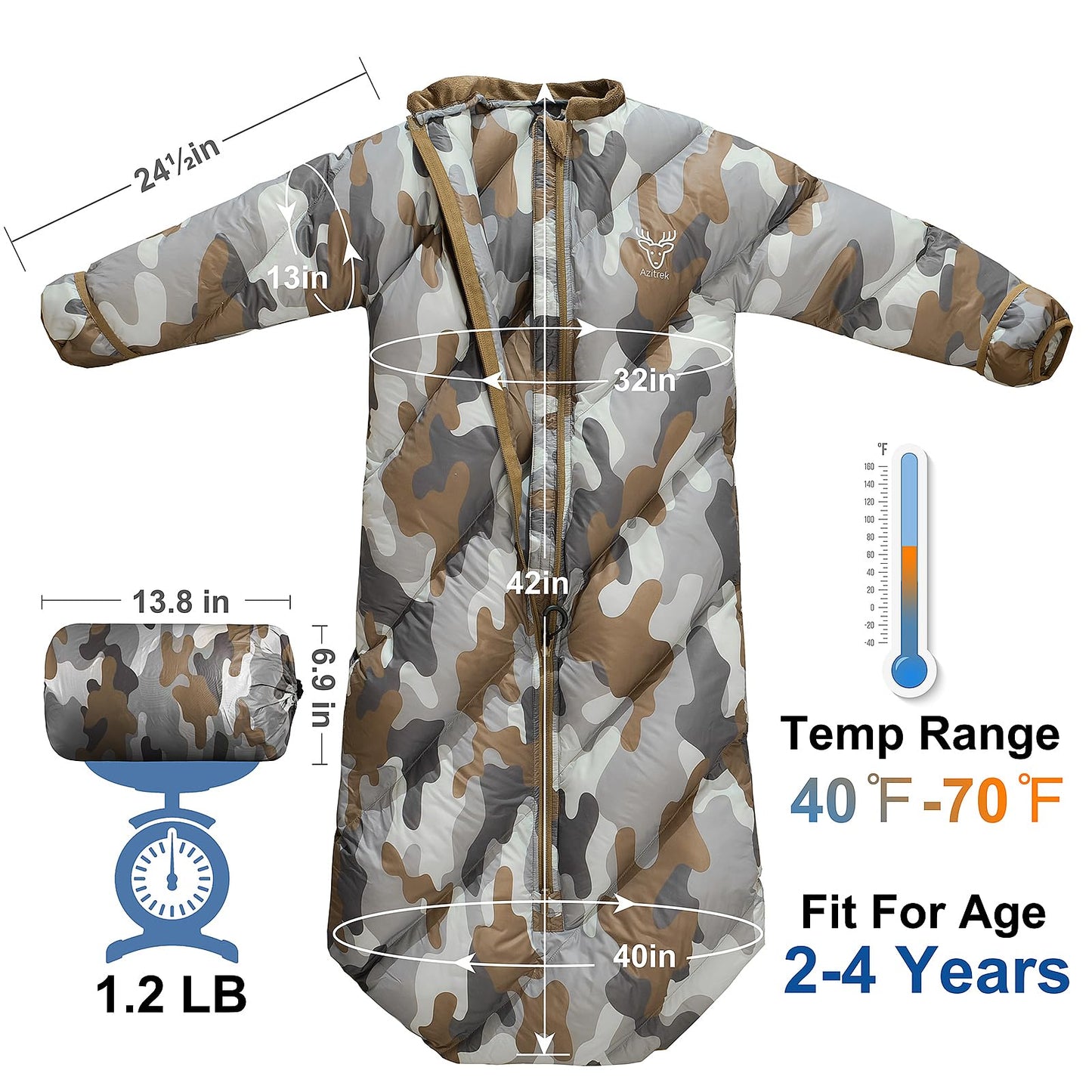Puffy Toddler Sleeping Bags (2T-4T) - Camouflage