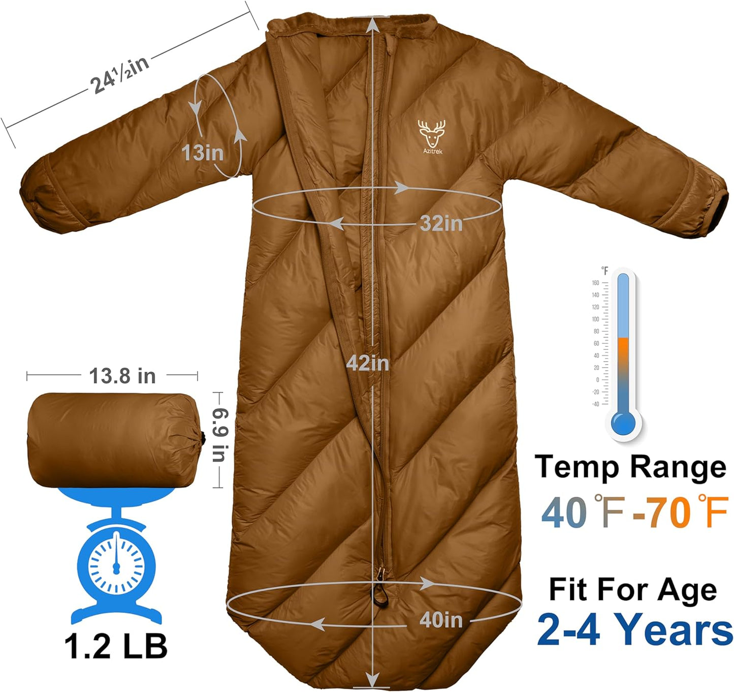 Puffy Toddler Sleeping Bags (2T-4T) - Espresso Brown