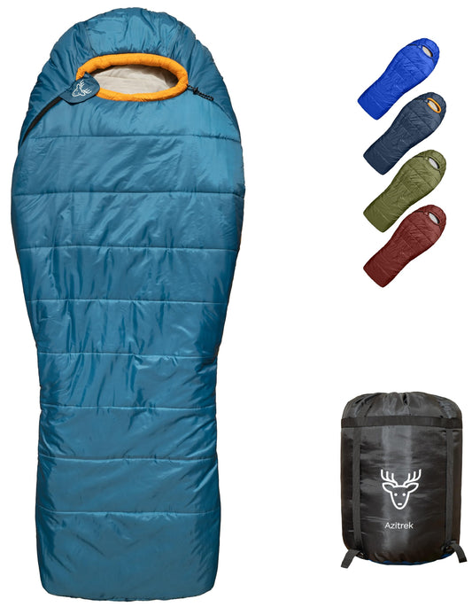 0 Degree Camping Sleeping Bags Mummy for Adults Youth | XXL Big and Tall 3-4 Season Warm and Cool Winter Cold Weather Sleeping Bag w. Compression Sack | Side Sleeper Friendly