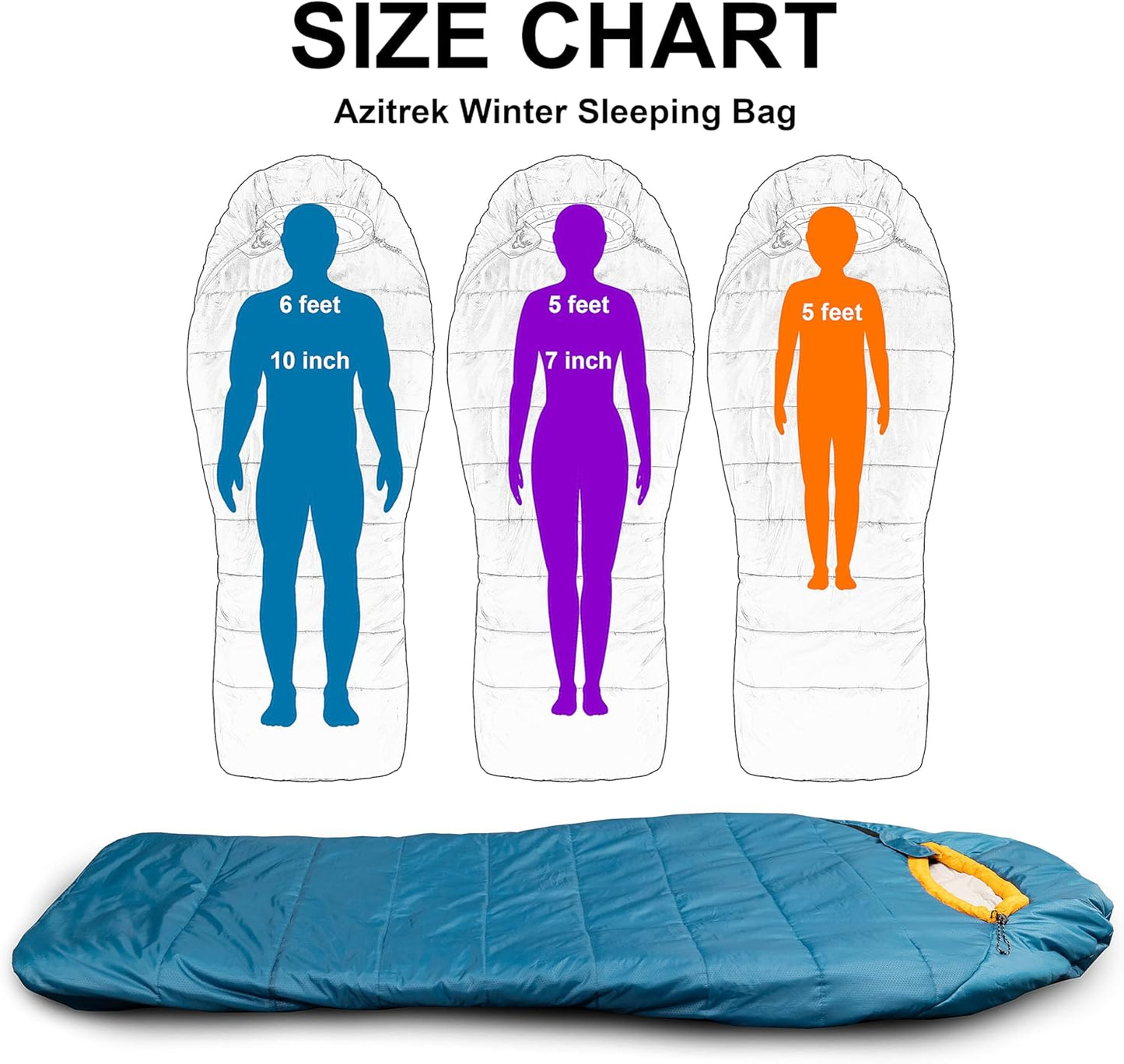 0 Degree Camping Sleeping Bags Mummy for Adults Youth | XXL Big and Tall 3-4 Season Warm and Cool Winter Cold Weather Sleeping Bag w. Compression Sack | Side Sleeper Friendly