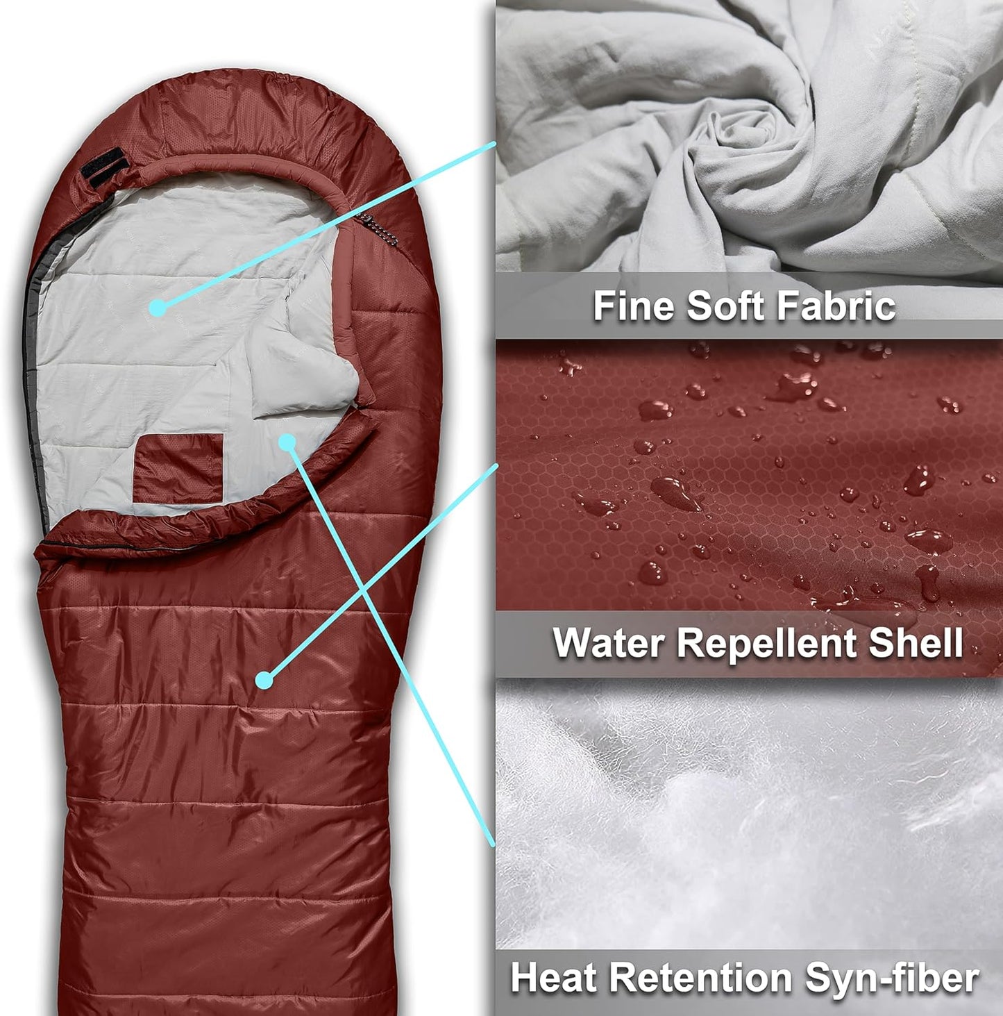 0 Degree Mummy Sleeping Bags for Adults Camping | XXL Big and Tall 3-4 Season Warm Cool | Cold Weather Winter Sleeping Bag w. Compression Sack Youth | Side Sleeper Friendly