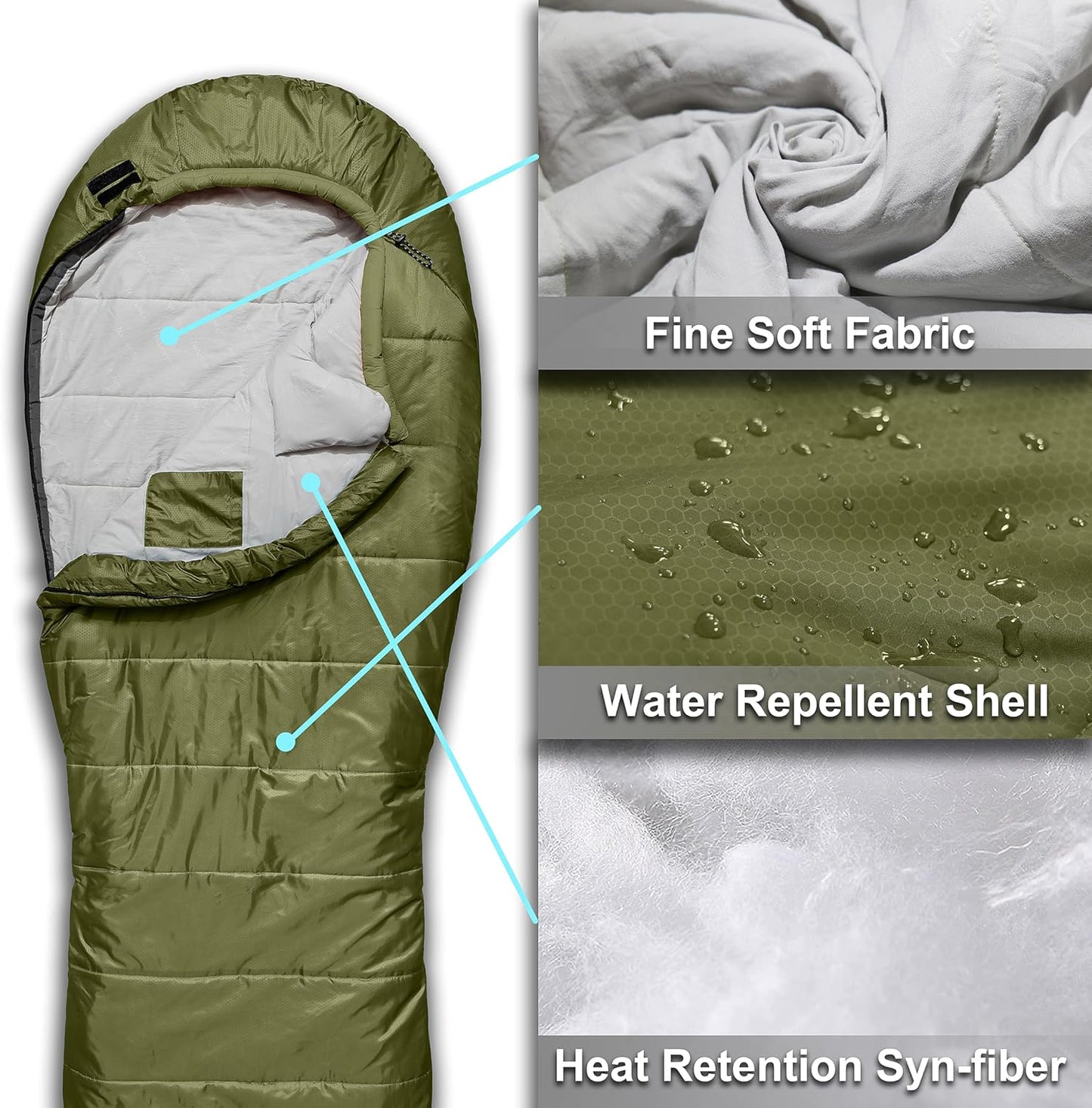 0 Degree Sleeping Bags XL (Side-sleeper Friendly) - Loden Green