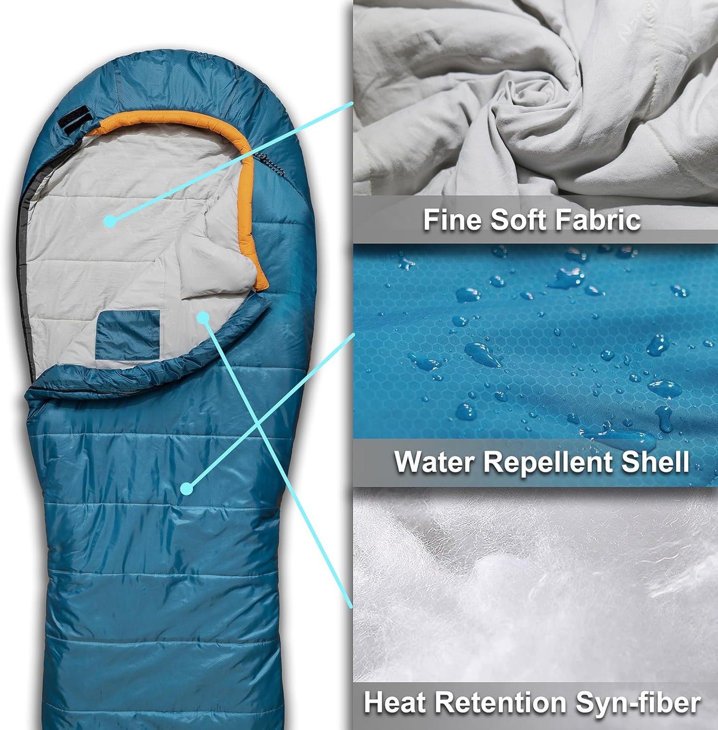 0 Degree Camping Sleeping Bags Mummy for Adults Youth | XXL Big and Tall 3-4 Season Warm and Cool Winter Cold Weather Sleeping Bag w. Compression Sack | Side Sleeper Friendly